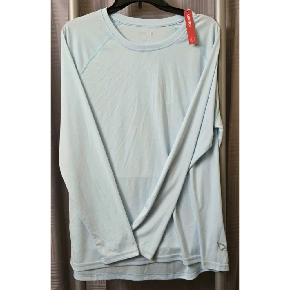 Baleaf Running Shirt Workout Top Womens Size XL Light Blue Crew Neck Long Sleeve